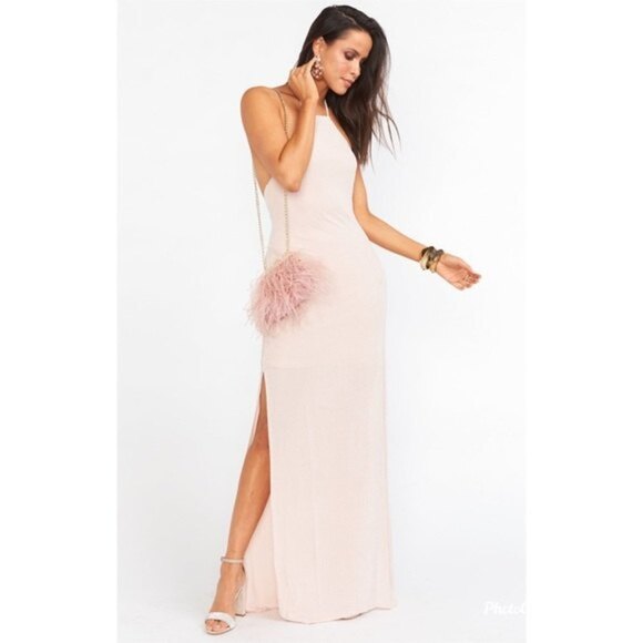 #24 Show Me your Mumu | NWT Pink Nude Metallic Casino Maxi Formal Dress Sz Small - Picture 3 of 10